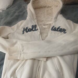 Hollister Off-White Hoodie with Blue Logo